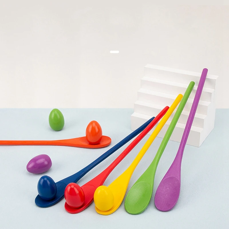 12 Piece Wooden Egg And Spoon Race And Balance  Toy