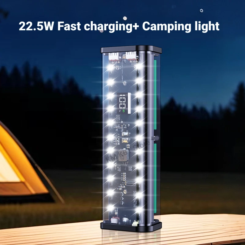 Transparent 22.5W DIY Fast Charging Battery Case - 20000mAh Capacity