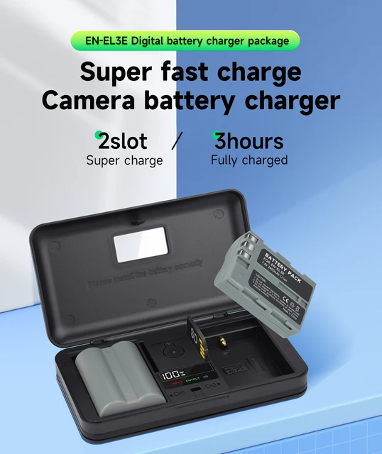 EN-EL3e Battery & USB Dual Charger For Nikon D50, D70, D80, D90, D200, D300, D700