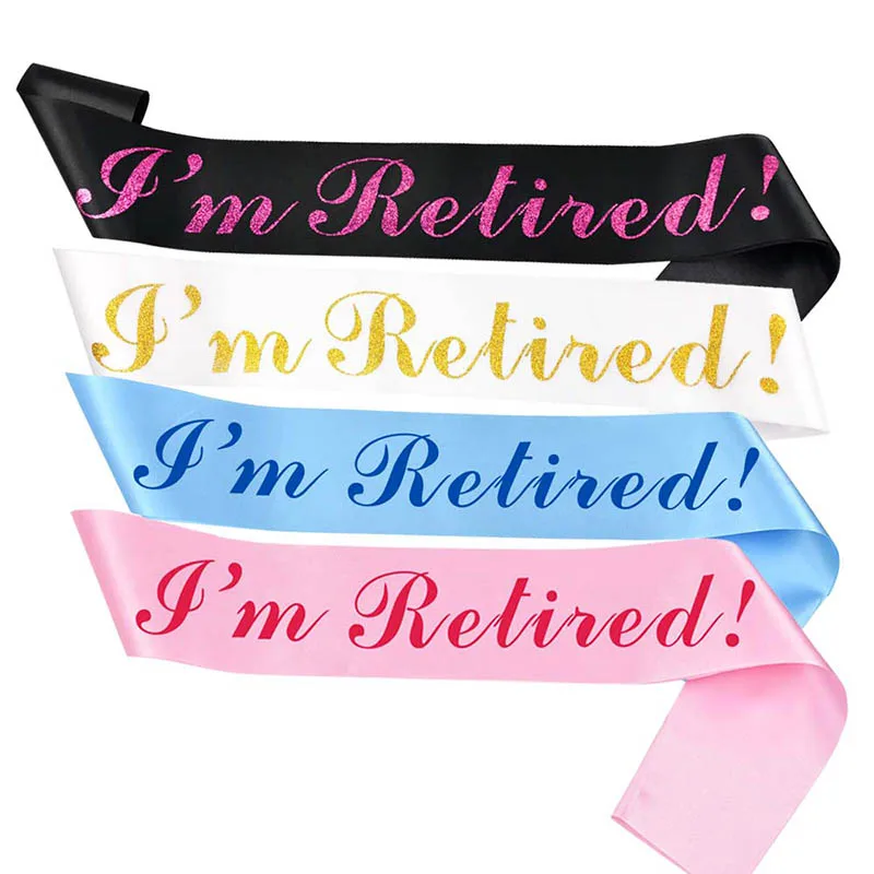 

I'm Retired Sash for Women Men Pink/Blue Stain Retirement Sashes Rose Gold Officially Retired Belt Shoulder Strap Party Decor