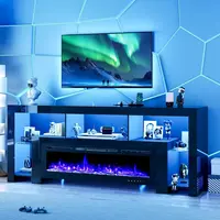 94.5 Electric iReplace TV Stand for 50-100 TVs, High Gloss Black Entertainment Center with LED Lights and Charging Station 6