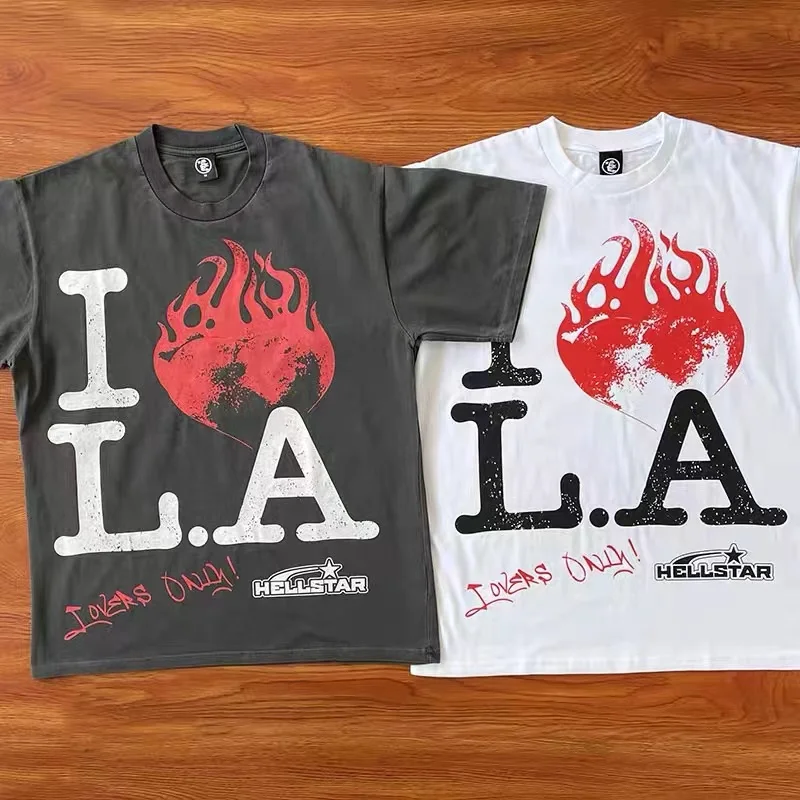 

Vintage Hellstar T-shirt High Quality Alphabet Letter Print Cotton Short Sleeve T Shirt HELLSTAR Summer Top Short Sleeve Tee