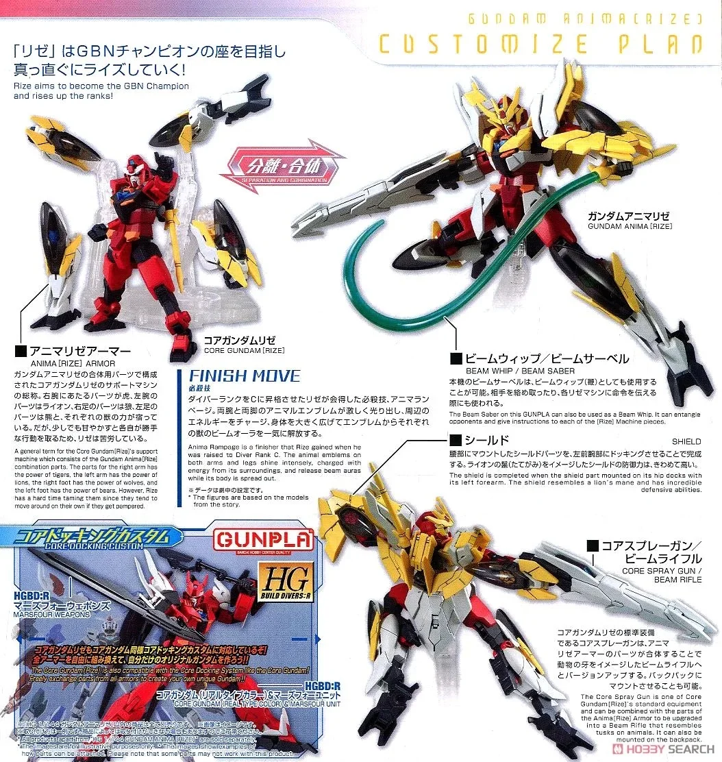 BANDAI - HG 1/144 ガンダムアニマリゼ GUNDAM ANIMA [RIZE] Amazon.com: Bandai Hobby - Gundam Build Divers RE:Rise - #34
