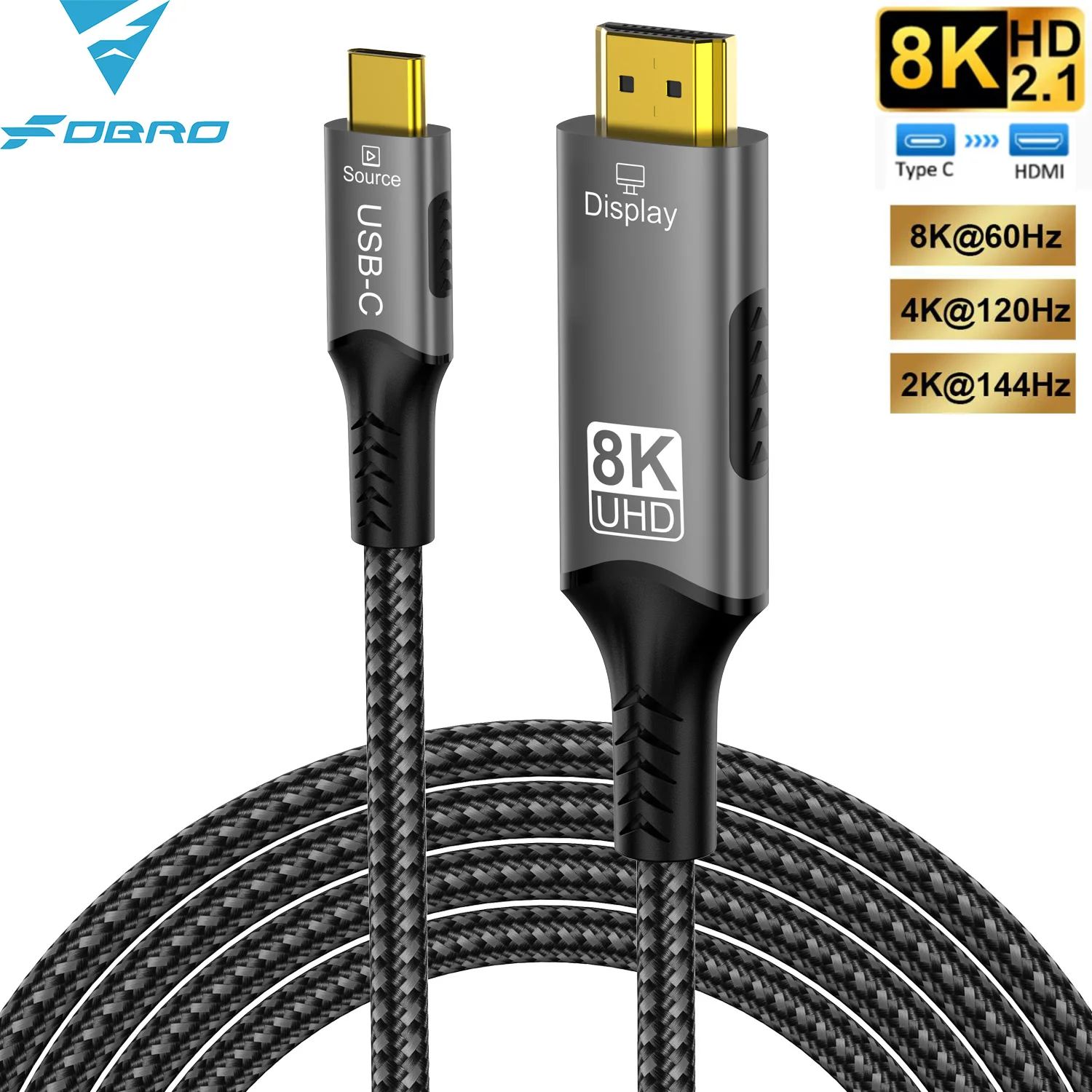 Ultra High-Speed 8K USB-C to HDMI Cable with HDR10+ and Dolby Vision Support