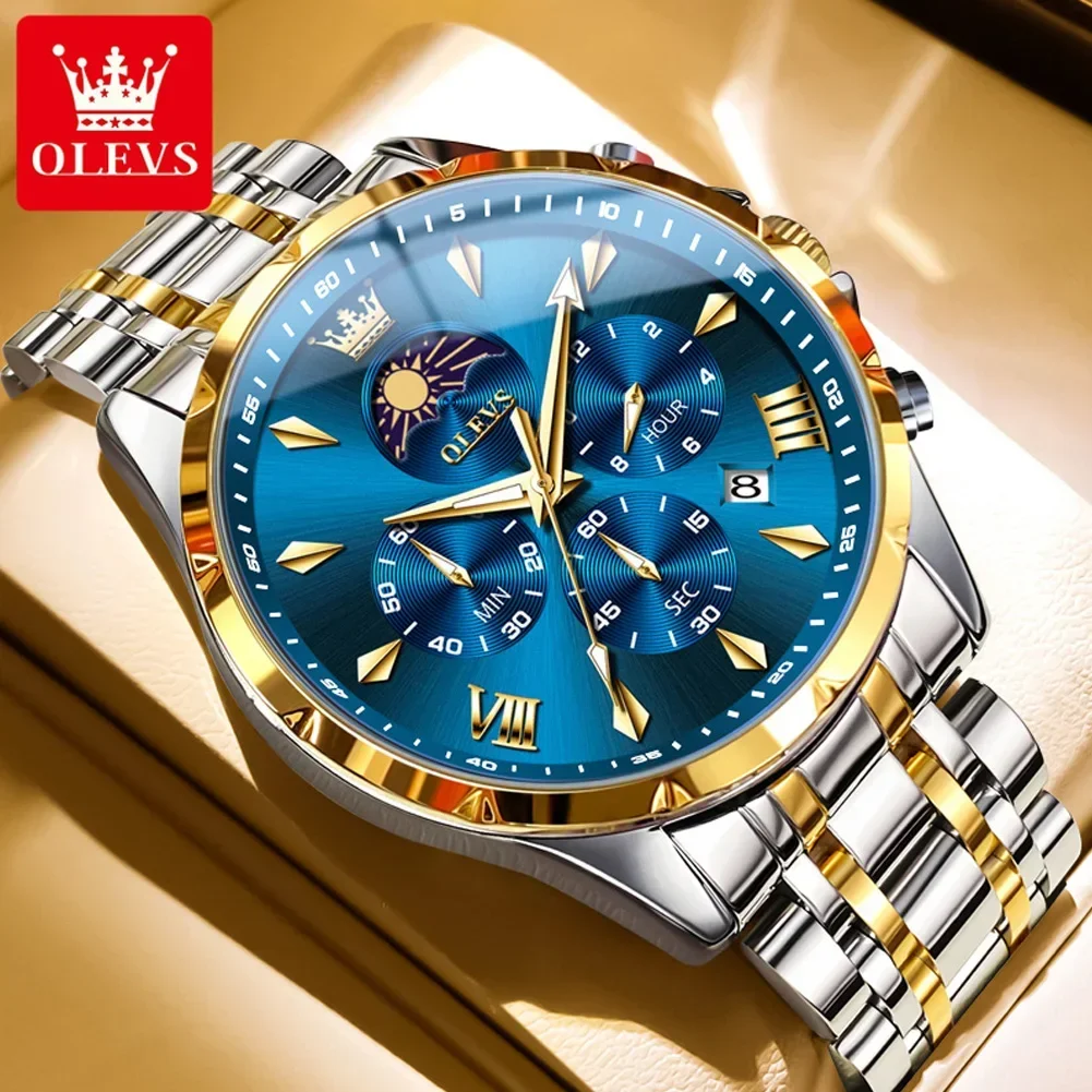 ساعة OLEVS Top للرجال ساعة كوارتز أصلية متعددة الو...