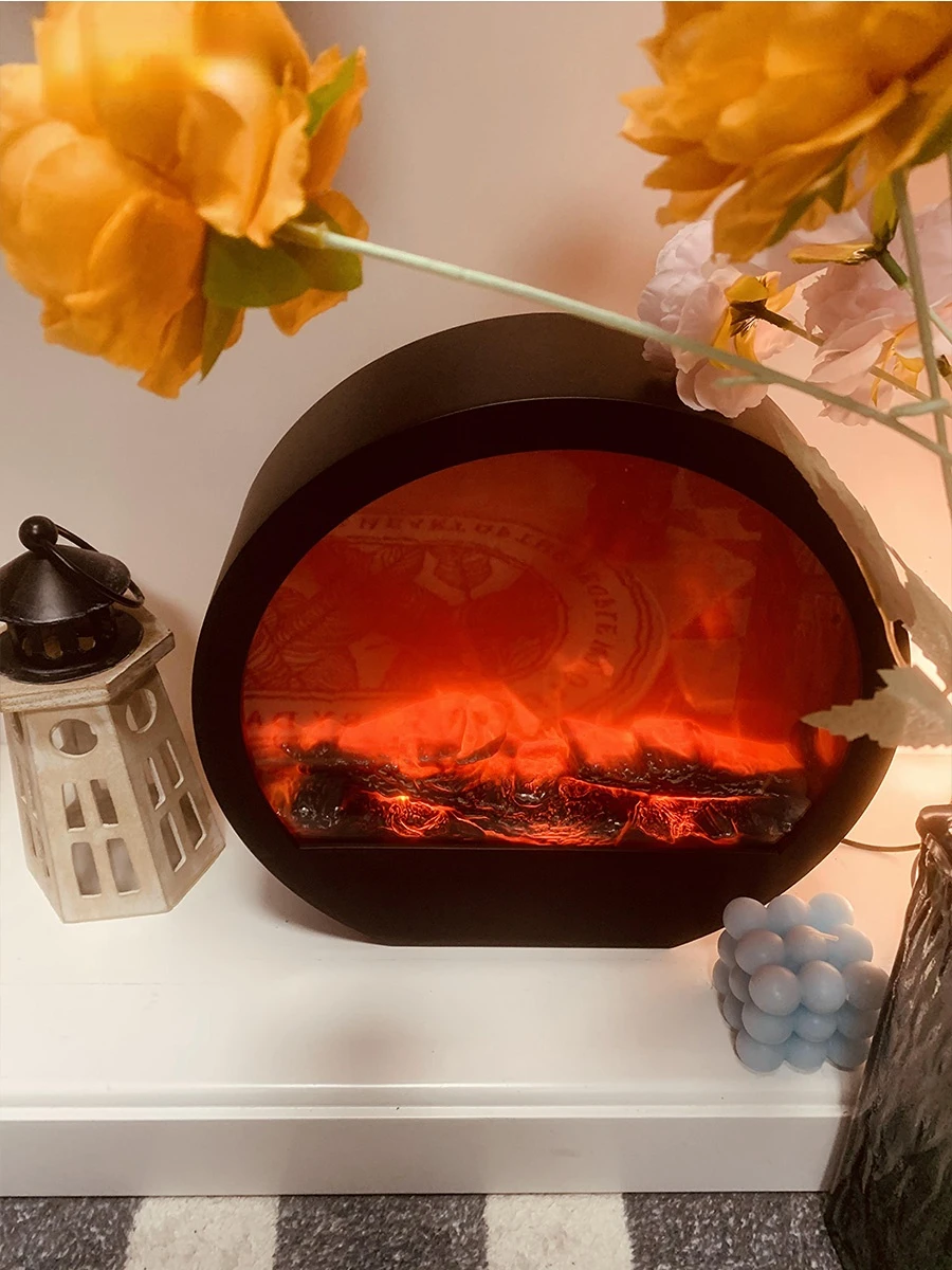 Fausse cheminée décorative 3D, lanterne de simulation de flamme, veilleuse  LED, cheminée à bûches, lampe de nuit, ornements, accessoires pour la  maison - AliExpress