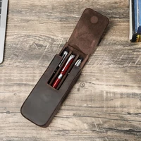 Étui à stylos de luxe en cuir véritable à 3 fentes, avec porte-plateau amovible, trousse à crayons, pochette de fournitures scolaires et de bureau, cadeau créatif 1
