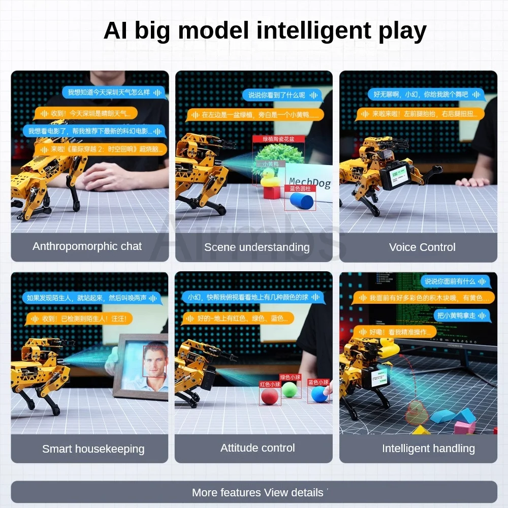 하이원더 ESP32 4 DOF 메크독 로봇 팔 AI 대형 모델 비주얼 음성 인식 프로그래밍 가능한 로봇 오픈 소스