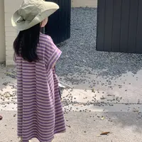 Robe d'été pour filles de 1 à 12 ans, jupe décontractée coréenne, jupe trapèze rayée, T-shirt pour enfants 5