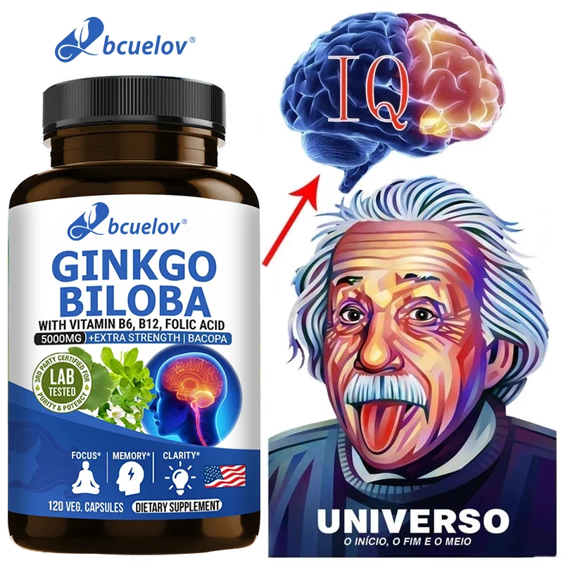 

Nootropic Brain Boosters Ginkgo Biloba, DMAE, Vitamins B12, B6 Enhance Focus, Improve Memory, Boost Nerve Energy & IQ