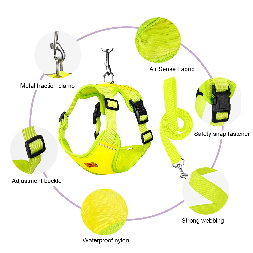 Reflective Dog Harness And Leash Set With Soft Padding For Dogs_voghion.com