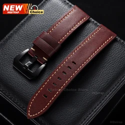 Elegant Vintage Leather Smartwatch Wristband Accessory - Unisex Sport Bracelet - 22mm (Red Brown Black)
