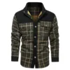 Fall Winter Men's Plaid Print Casual Jackets Fashion Vintage Long Sleeve Stand Collar Single Breasted Warm Fleece Lined Outwears 1