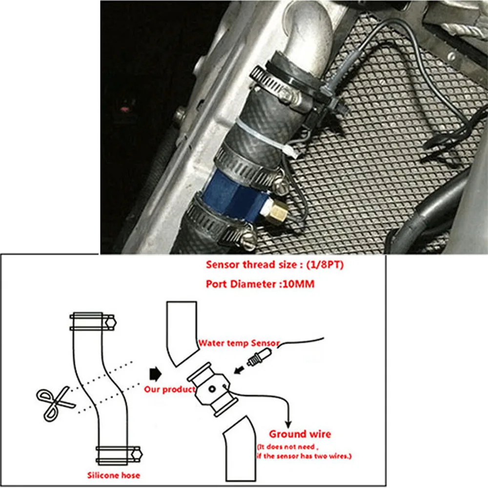 Temperature Sensor Water Temp Gauge Radiator Temperature Joint Pipe 16mm 18mm 20mm 22mm Hose Adapter Clamp