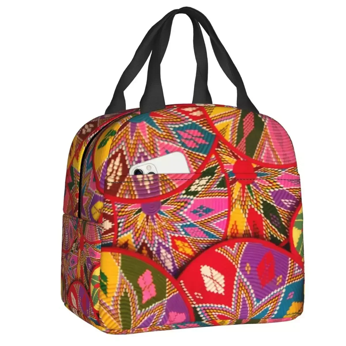 

2024 New Ethiopian Plates Pattern Insulated Lunch Bags For Outdoor Picnic Sefed Resuable Cooler Thermal Lunch Box Women Children