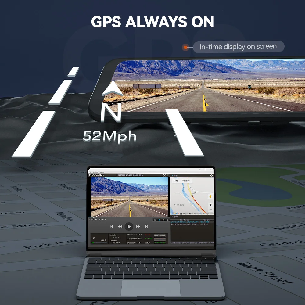 داش كام الذيب WOLFBOX G840H WIFI 2.5K + 1080P GPS...