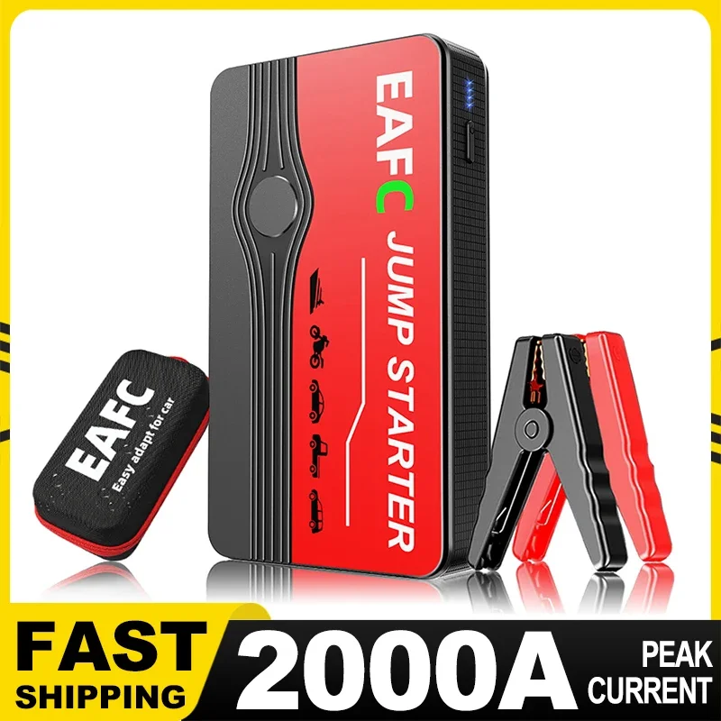 Car Battery Jump Starter 2000A/1200A Fast Charger Power Bank for 12V Car Emergency Starter with LED Light Auto Booster