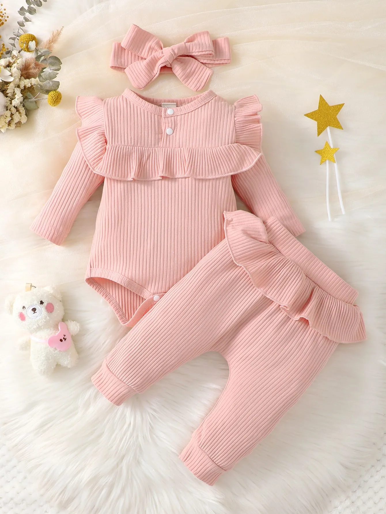 Arrival Autumn and Spring Baby Girls Simple Solid Color Long Sleeves Bodysuit