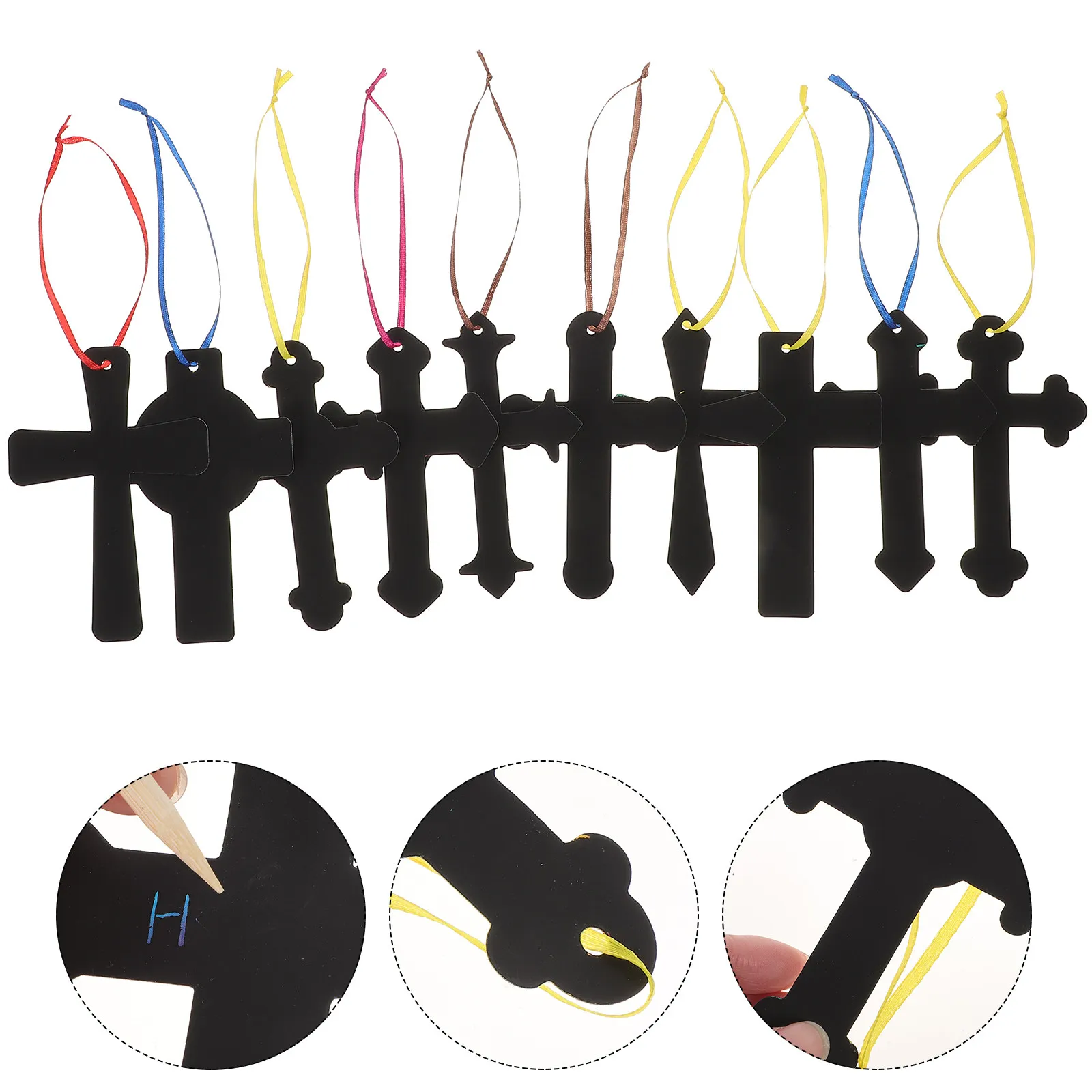 1 세트 부활절 십자가 스크래치 종이 DIY 공예 장식품 창의적인 걸이 장식 어..