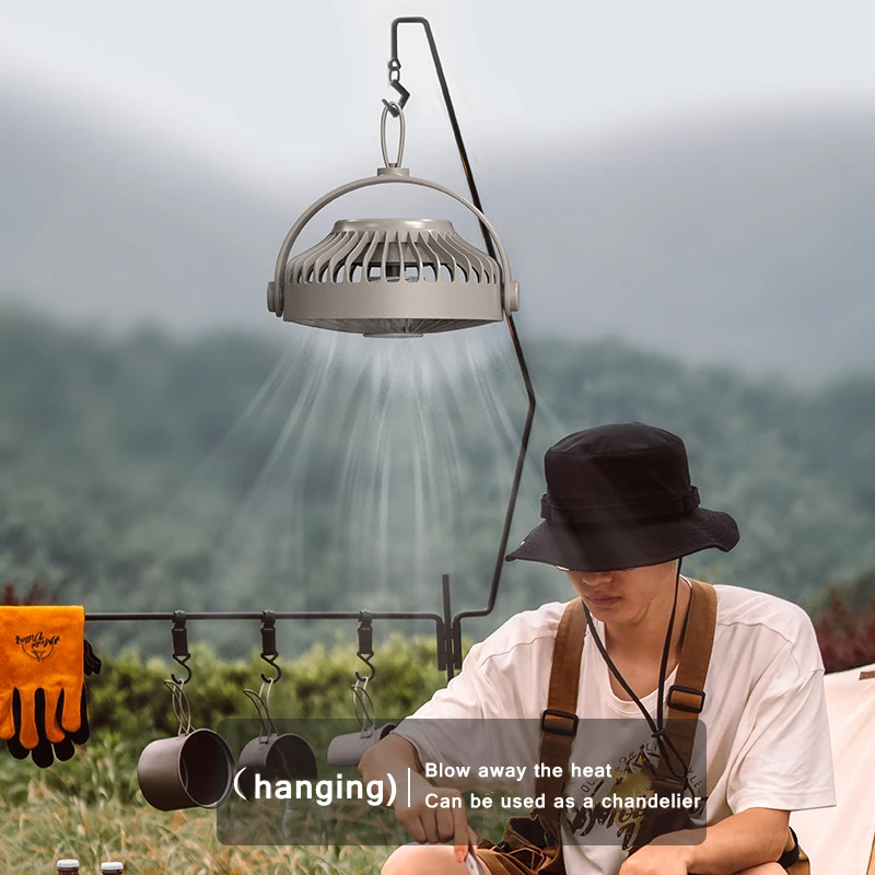 Remote Control Floor Table Air Cooler Mini Portable Ceiling Fan 360° Rotation 3-speed Wind Wireless for Camping Home Night Light