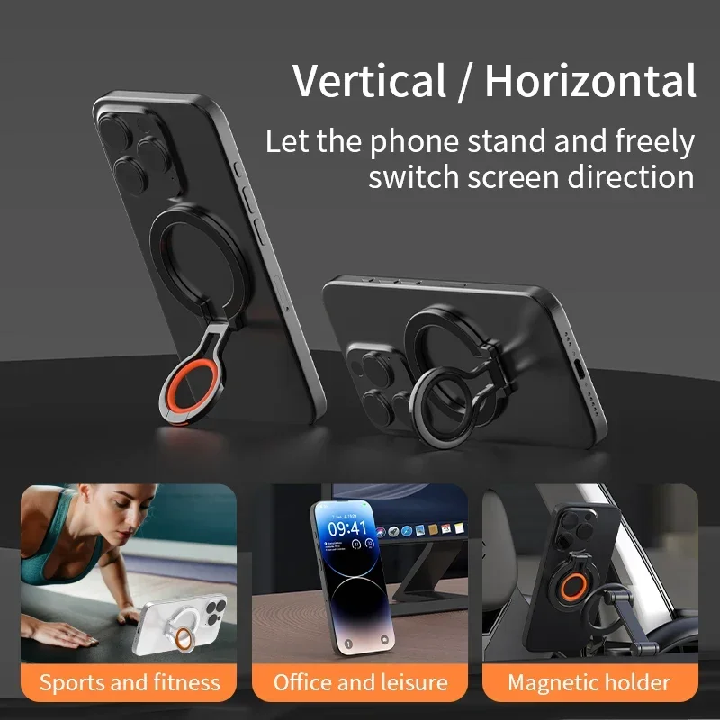 Magnetic 360° Rotating Foldable Metal Phone Ring Holder Stand