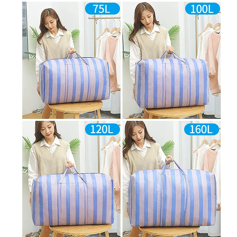 Large Capacity Storage Bag Clothes Organizers with Handle Nylon Luggage Packing Bag Moving Bag Waterproof Moisture-proof 5