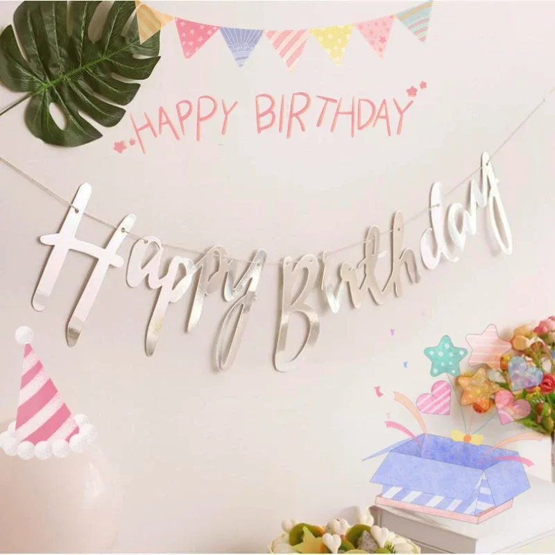 Party Decorations 5m Happy Birthday Banner Bunting Paper Birthday Wedding Party Hanging Garland Home Sign Baby Shower