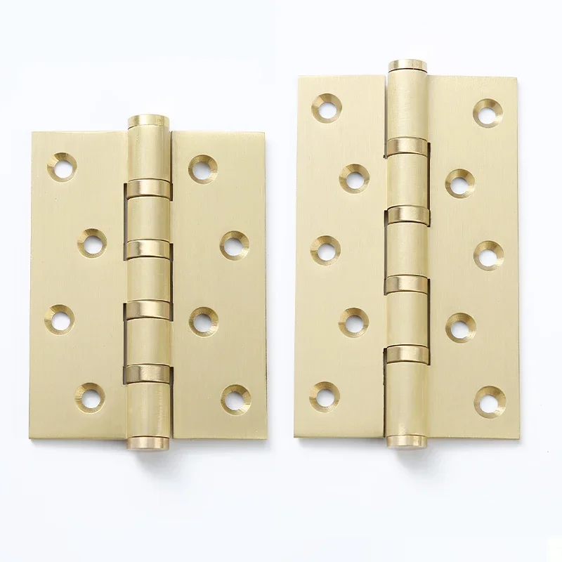 Solid Brass Door Hinge 4,5 inch Brushed Heavy Wooden Door 3mm thick Bearing Hinges