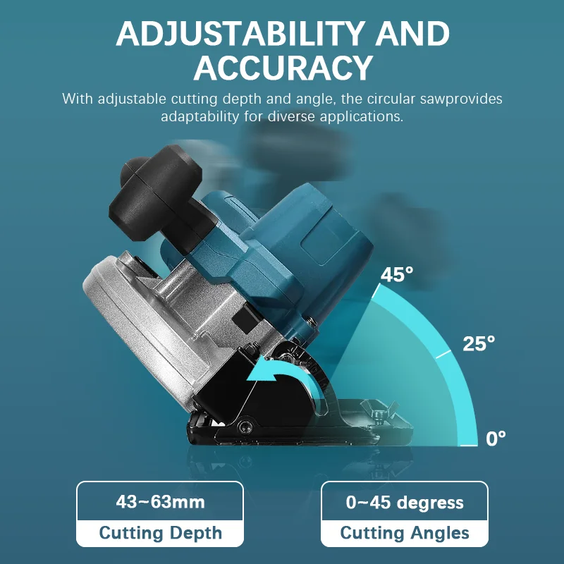 5000R/MIN 0-45 Degree Cordless Circular Saw Professional Woodworking Saw Brushless Motor Suitable Fit 18V Makita Battery 4