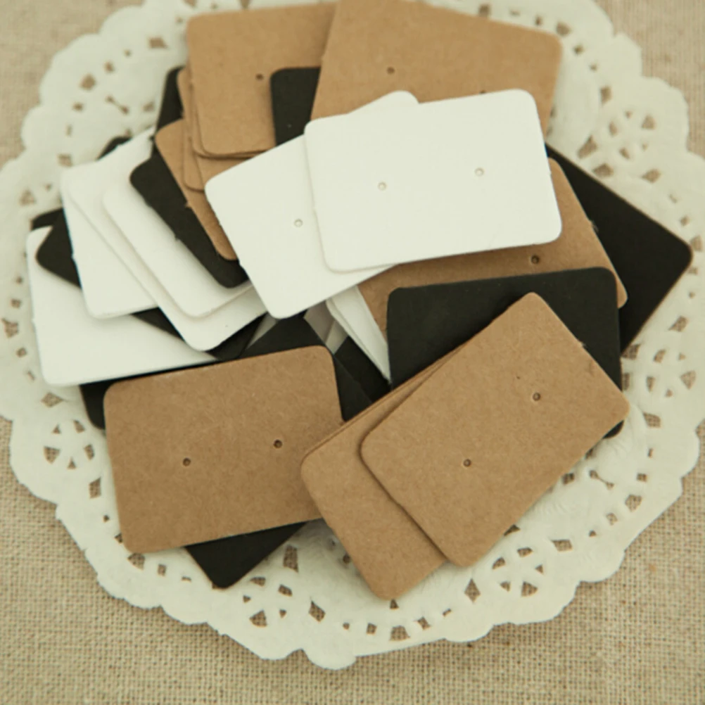 50Pcs/lot Jewelry Earring Ear Studs Hanging Holder Display Hang Paper Cardboard Cards Kraft Paper Package For Party 2.5*3.5cm