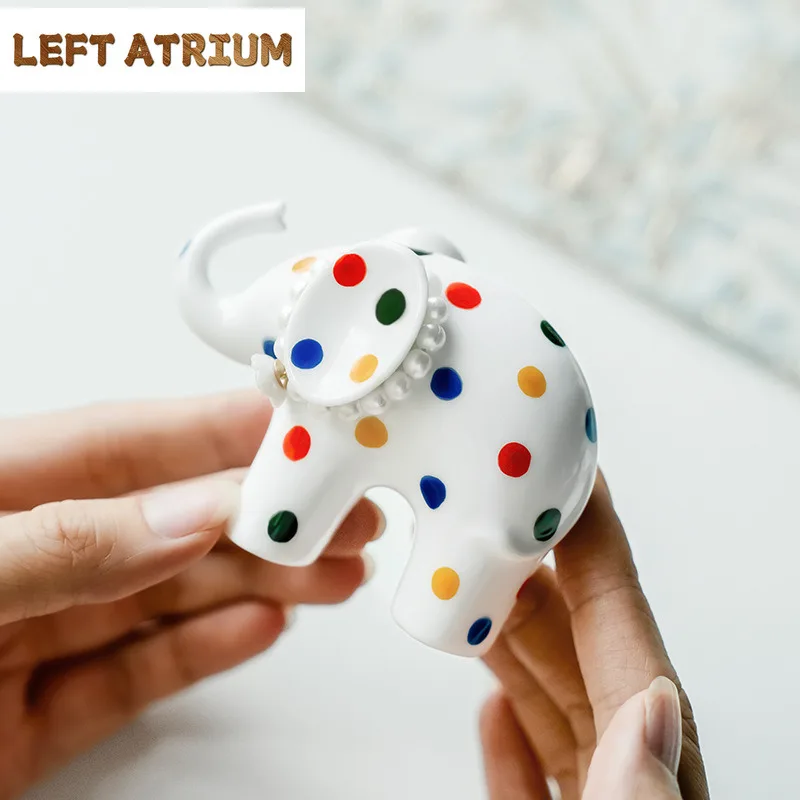 손으로 그린 물결무늬 코끼리 차 장식품, 선(禪)풍 세라믹 귀여운 지샤(紫砂) 냄비 뚜껑 받침 장식품, 차 그릇 덮개, 접시, 테이블웨어 선물