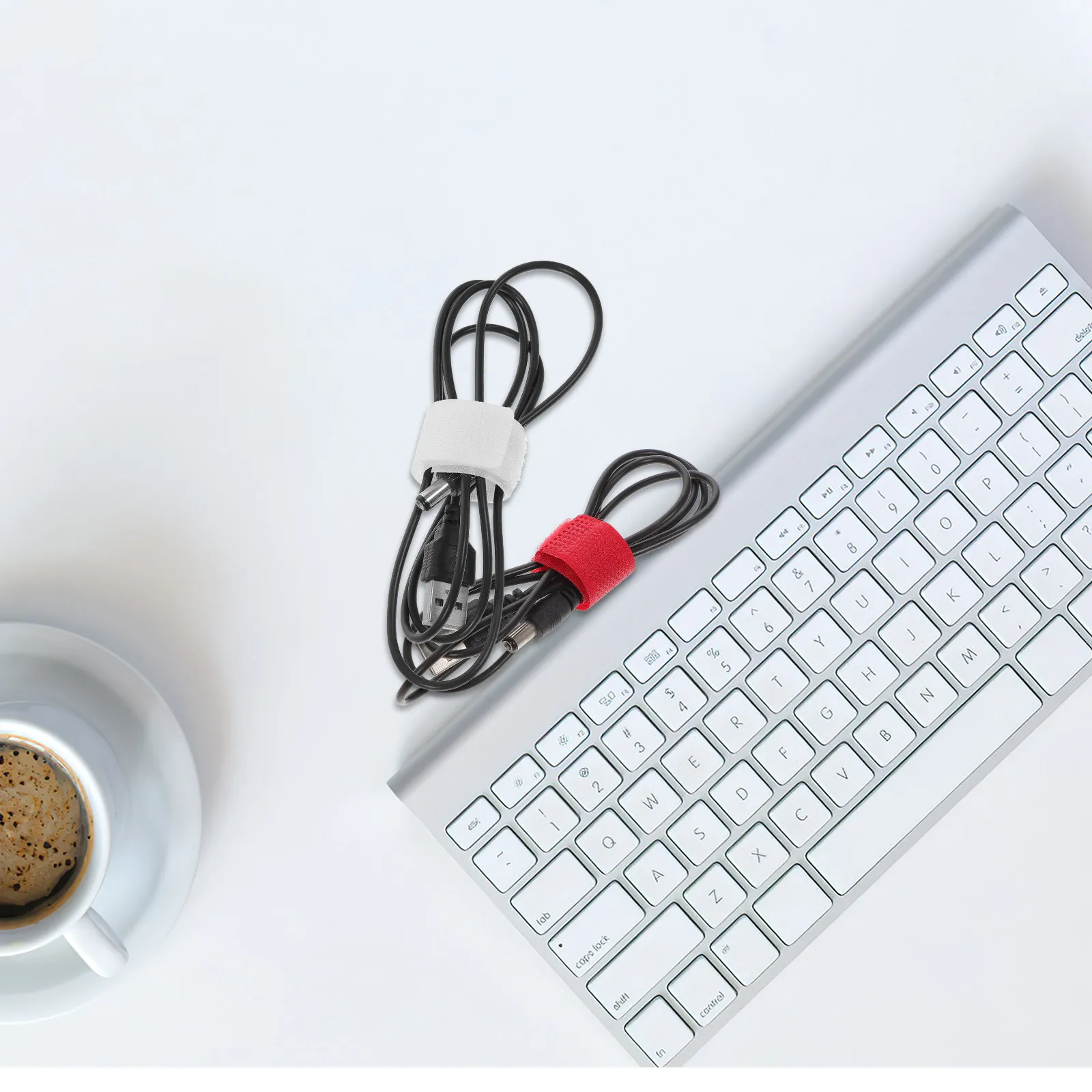 50Pcs 후크 및 루프 케이블 타이 가전제품용 재사용 가능한 코드 정리함 홈 오피스 USB 충전기 와이어 관리 다채로운 폴리에스테르