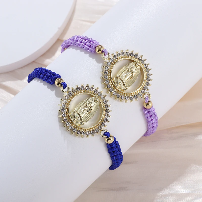

Catholic Virgin Mary Bohemian Handwoven Adjustable Bracelet Women Good Luck Religious Prayer Amulet Jewelry Gift