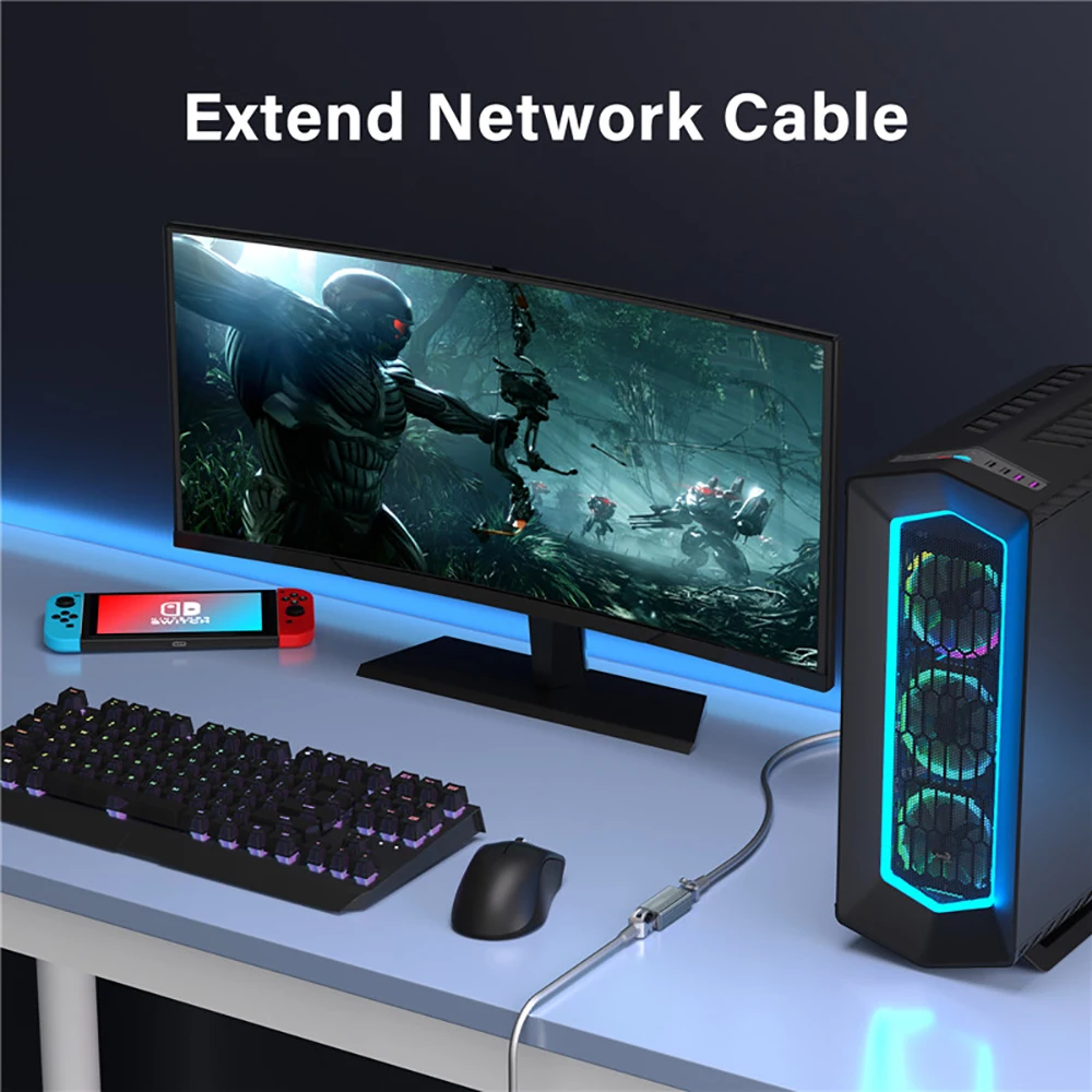 10Gbps RJ45 Connector Ethernet Female to Female 10000Mbps Network Extender Extension for Cat8 Cat7 Cat6 Ethernet Cable Adapter