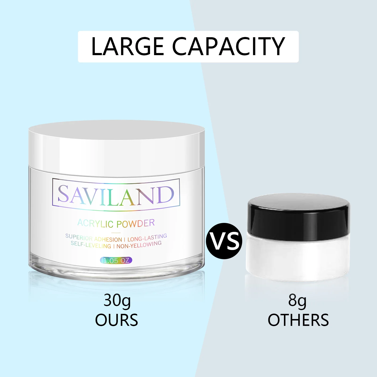 Saviland 30g Nail Acrylic Powder White Clear Carving Crystal Polymer Builder Nails Extension Art 3D Nail Art Polymer Powder 4