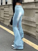 2025 Woman Vintage High Waist Flare Jeans Female Stretchy Bootcut Tight Denim Pants Women Bell Bottoms Casual Slim Fit Trousers