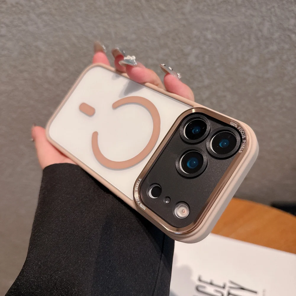 Enhanced Shockproof Color Case with Magsafe Compatibility - Rugged Clear Metal Armor Cover