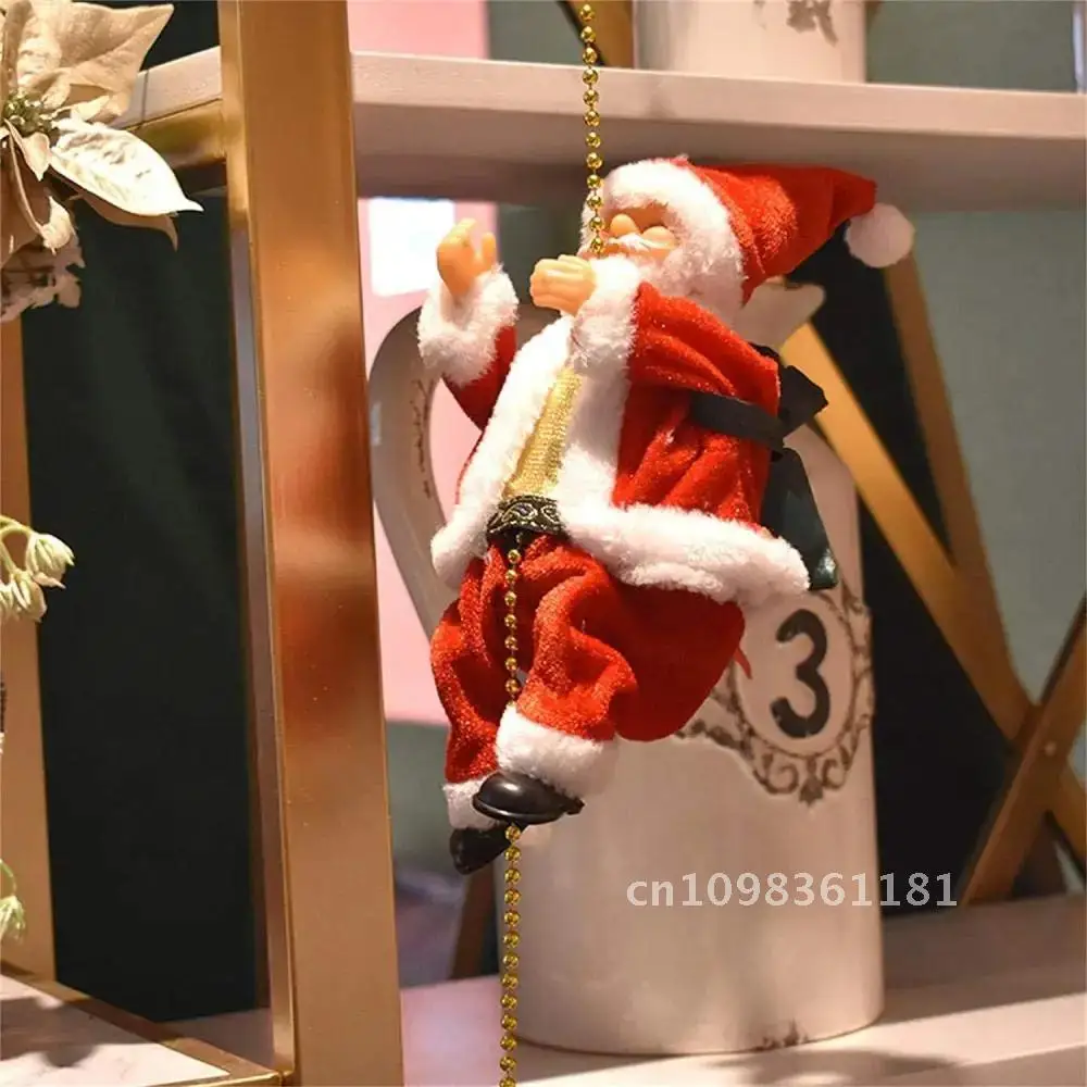 Electric Climbing Santa Christmas Ornament On Rope Ladder Christmas Tree Indoor Outdoor Hanging Decoration
