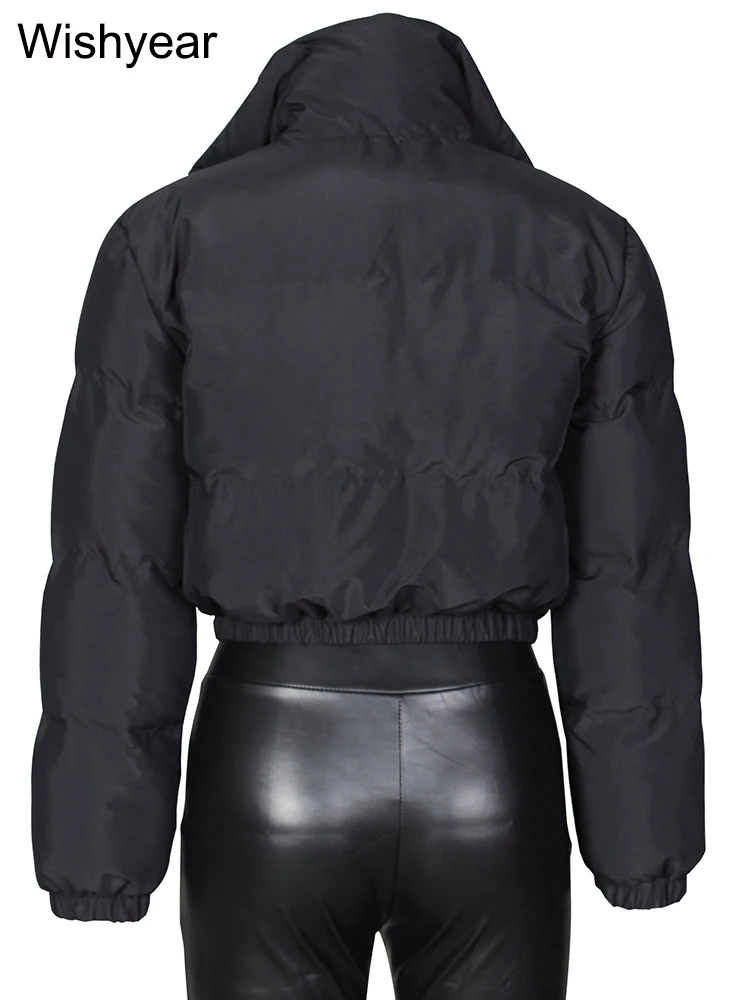 Winter Thick Warm Cotton Down Jacket Women Clothing Gray Zipper Short Puffer Parkas Coats Outwear Female Crop Tops Streetwear