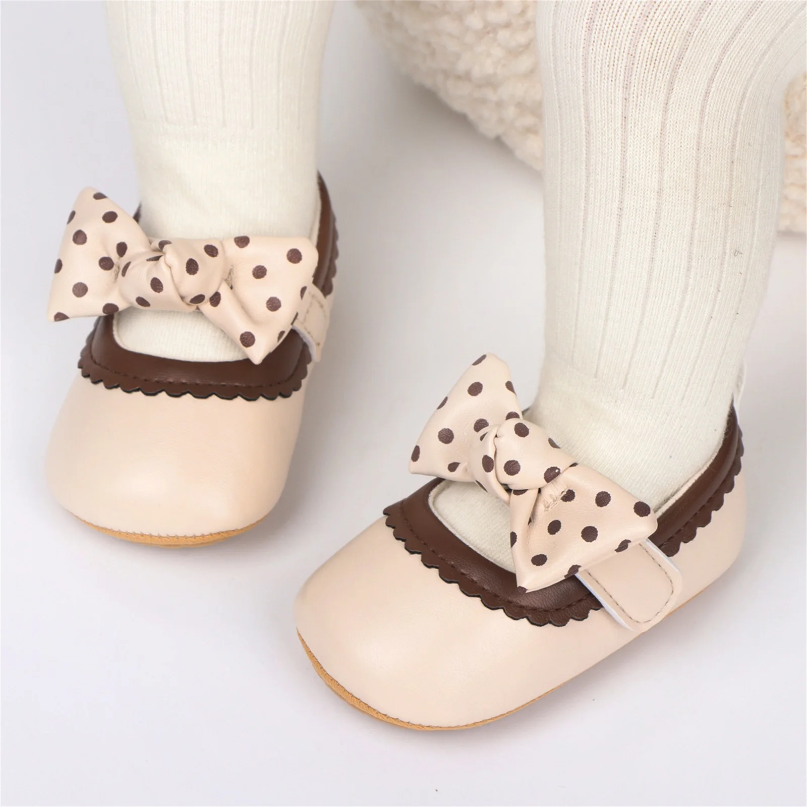 MISOWMNJOY Bowknot Girl Baby Shoes Princess Mary Jane Flats Non-slip Soft Sole Walking Shoes Casual Spring Newborn Crib Shoes 2