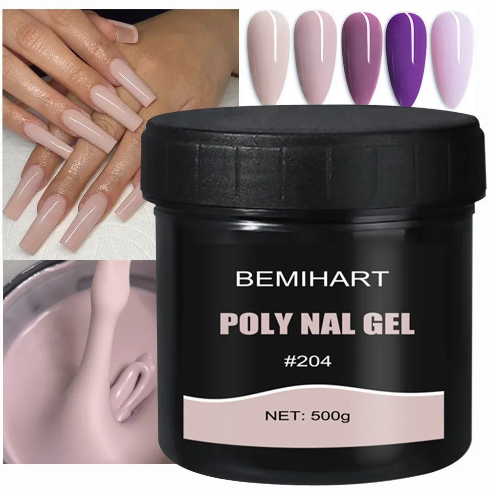 

BEMIHART 500ML Poly UV Nail Gel Liquid Slip Solution Quick Builder Nail Gel Clear Nude Acrylic Jelly Thick Nail Extension Gel