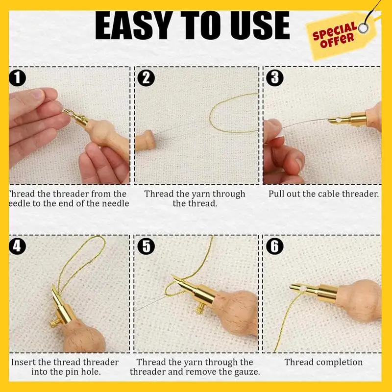 A45G-18 Pieces Punch Needle Set Adjustable Punch Needle Tool Set Adult Beginner Sewing Applique Decoration