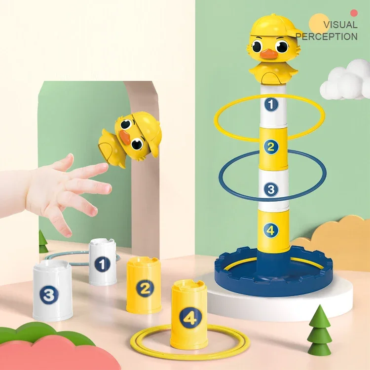 Children Throw Circle Game Ferrule Stacked cartoon Toys Indoor Parent-Child Interactive Circle Layers Early Education toy Gift
