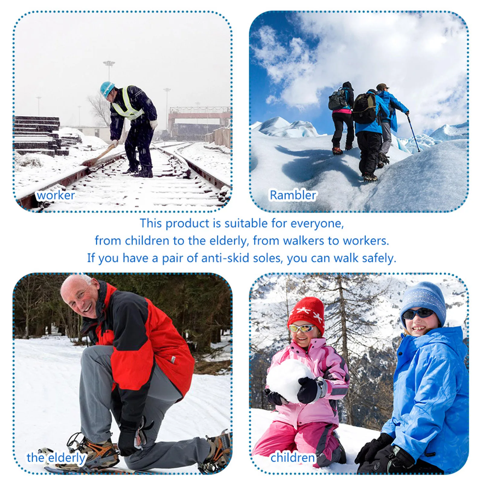 Stainless Steel Ice Snow Grips Traction Cleats for Hiking and Climbing