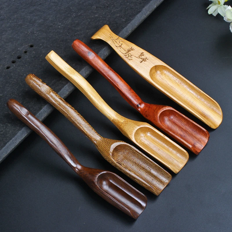 1Pc Chinese Kongfu Tea Scoop Wooden/Bamboo Retro Style Natural Spoon Portable Bamboo Teaspoon wood spoon wooden spoon
