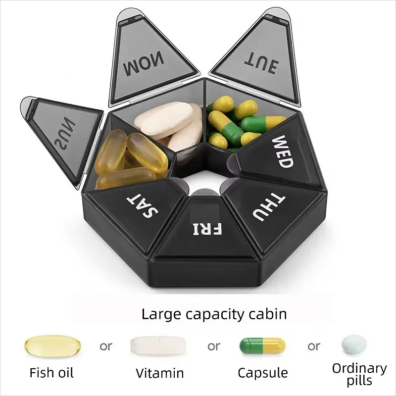 Compact Weekly Pill Organizer - 7-Day Medicine and Vitamin Storage Box