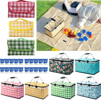 30L Camping Picnic Basket Keep Fresh Folding Insulated Cooler Lunch Box Basket Food Carrier Storage Basket for Outdoor Picnic