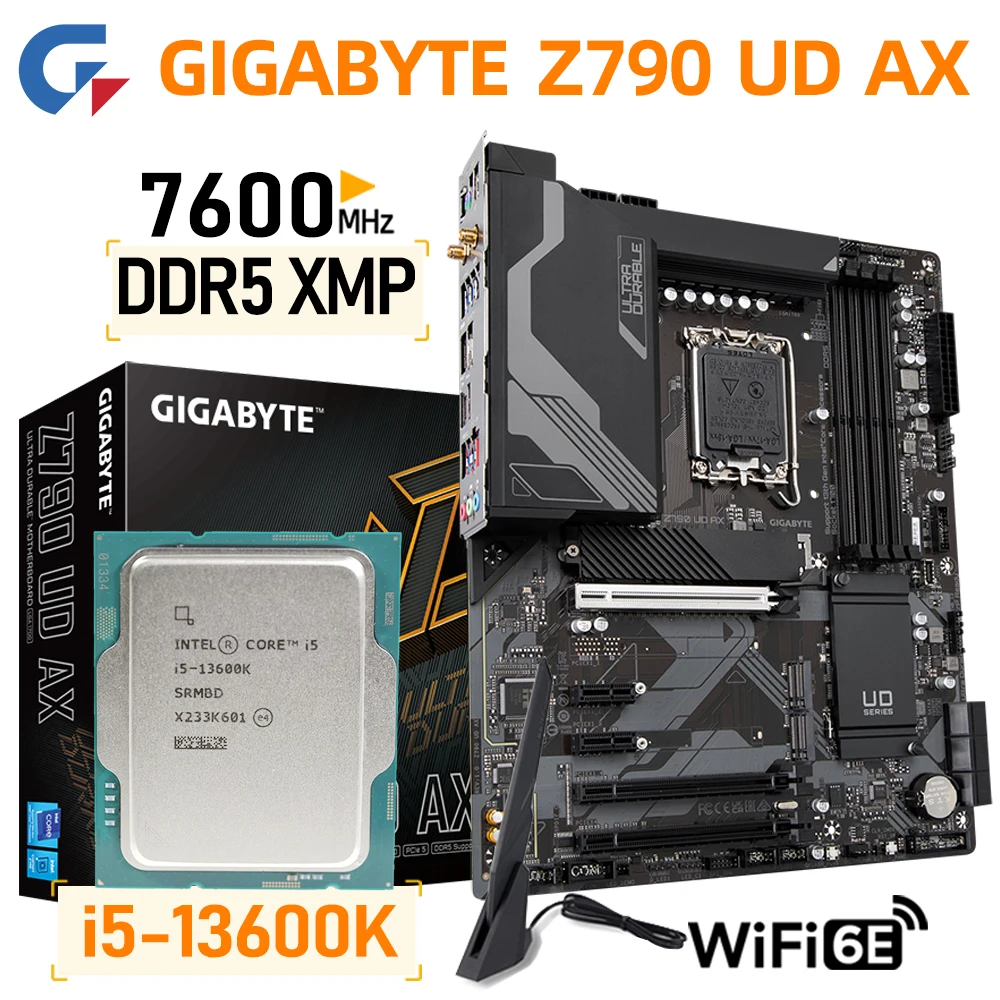 

GIGABYTE Z790 WIFI DDR5 Motherboard Cpu Set LGA 1700 Intel Core i5 13600K With GA Z790 UD AX WI-FI 6E PCIe 5.0 M.2 ATX Office