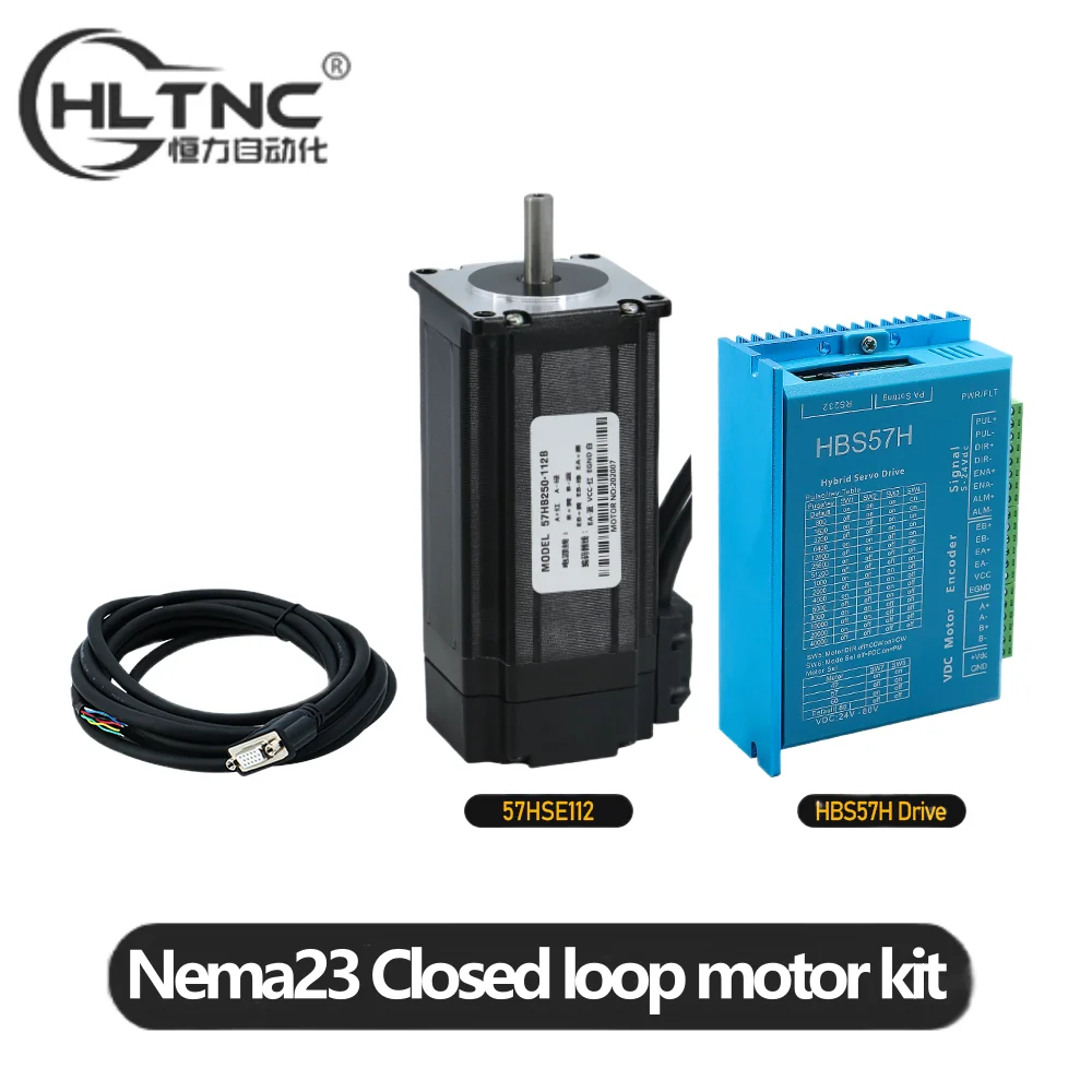 Stepper Motor Servo Motor HL;TNC 57 Nema23 2Phase 3nm Stepper Servo Motor with HBS57H Hybrid Closed loop Engine Driver and Brake for cnc Engraving router