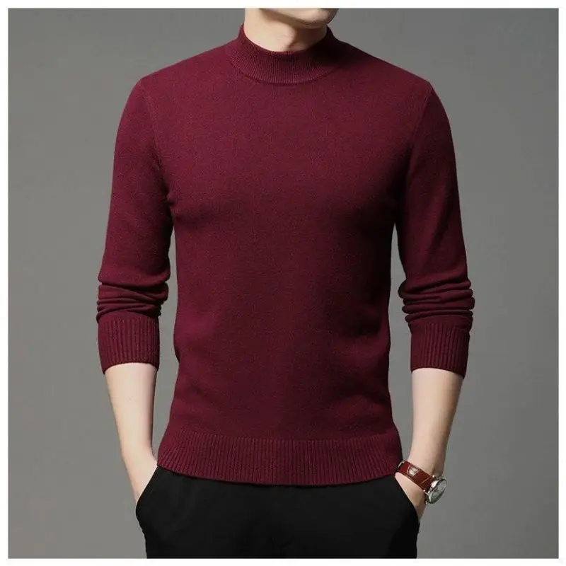 2023 New Autumn and Winter Fashion Trend Half High Neck Pullover Long Sleeve Solid Color Clean Edition Versatile Underlay Shirt